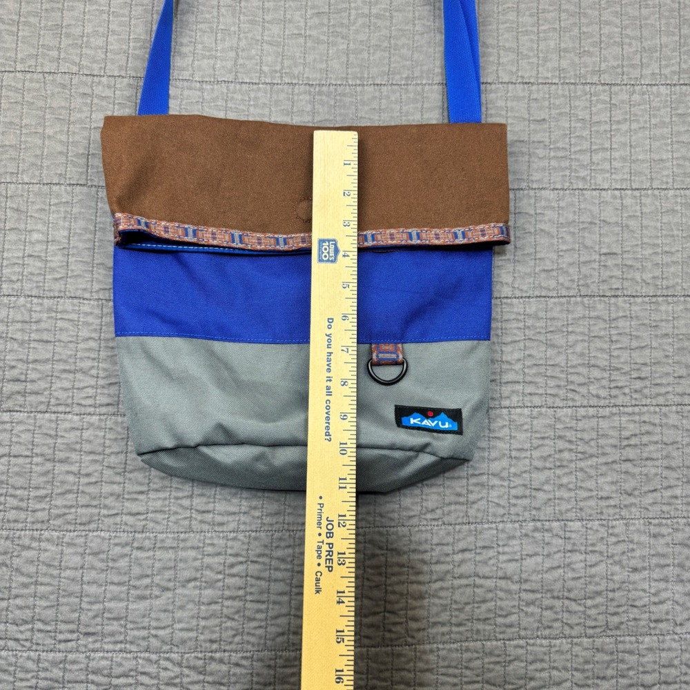 KAVU Kopachuck Crossbody Tote Bag Brown Blue Grey Canvas Travel Outdoors - Picture 8 of 9